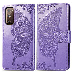 Leather Case Stands Butterfly Flip Cover Holder for Samsung Galaxy S20 Lite 5G Clove Purple
