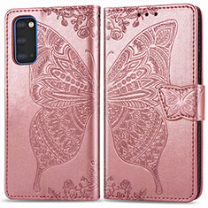 Leather Case Stands Butterfly Flip Cover Holder for Samsung Galaxy S20 Pink