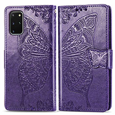 Leather Case Stands Butterfly Flip Cover Holder for Samsung Galaxy S20 Plus 5G Purple