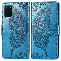 Leather Case Stands Butterfly Flip Cover Holder for Samsung Galaxy S20 Plus Blue