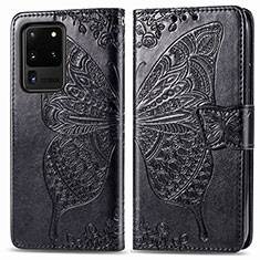 Leather Case Stands Butterfly Flip Cover Holder for Samsung Galaxy S20 Ultra Black