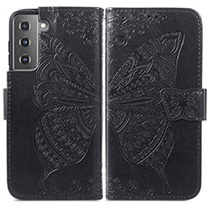 Leather Case Stands Butterfly Flip Cover Holder for Samsung Galaxy S21 5G Black