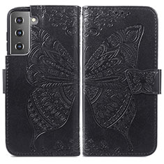 Leather Case Stands Butterfly Flip Cover Holder for Samsung Galaxy S21 Plus 5G Black