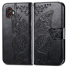 Leather Case Stands Butterfly Flip Cover Holder for Samsung Galaxy XCover 6 Pro 5G Black
