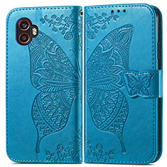 Leather Case Stands Butterfly Flip Cover Holder for Samsung Galaxy XCover 6 Pro 5G Blue