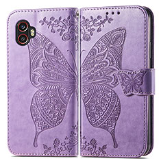 Leather Case Stands Butterfly Flip Cover Holder for Samsung Galaxy XCover 6 Pro 5G Clove Purple