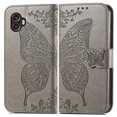 Leather Case Stands Butterfly Flip Cover Holder for Samsung Galaxy XCover 6 Pro 5G Gray