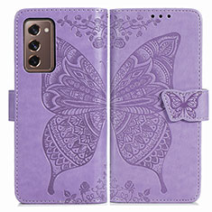 Leather Case Stands Butterfly Flip Cover Holder for Samsung Galaxy Z Fold2 5G Clove Purple