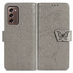 Leather Case Stands Butterfly Flip Cover Holder for Samsung Galaxy Z Fold2 5G Gray