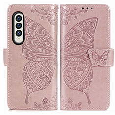 Leather Case Stands Butterfly Flip Cover Holder for Samsung Galaxy Z Fold4 5G Pink