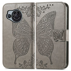 Leather Case Stands Butterfly Flip Cover Holder for Sharp Aquos R8 Gray