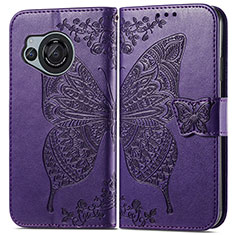 Leather Case Stands Butterfly Flip Cover Holder for Sharp Aquos R8 Purple