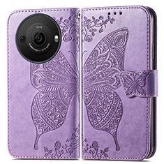 Leather Case Stands Butterfly Flip Cover Holder for Sharp Aquos R8s Pro Clove Purple