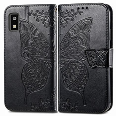 Leather Case Stands Butterfly Flip Cover Holder for Sharp Aquos wish3 Black