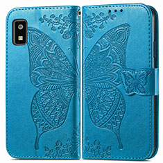 Leather Case Stands Butterfly Flip Cover Holder for Sharp Aquos wish3 Blue