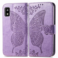 Leather Case Stands Butterfly Flip Cover Holder for Sharp Aquos wish3 Clove Purple