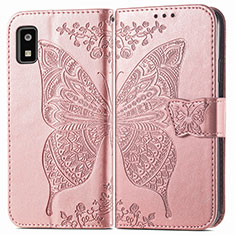 Leather Case Stands Butterfly Flip Cover Holder for Sharp Aquos wish3 Rose Gold