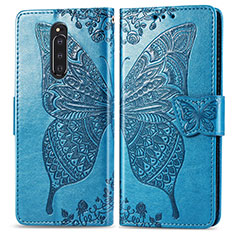 Leather Case Stands Butterfly Flip Cover Holder for Sony Xperia 1 Blue