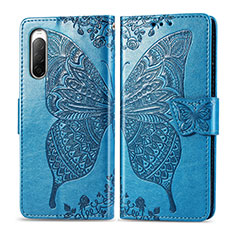 Leather Case Stands Butterfly Flip Cover Holder for Sony Xperia 10 II Blue