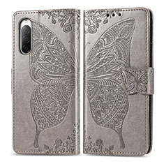 Leather Case Stands Butterfly Flip Cover Holder for Sony Xperia 10 II Gray