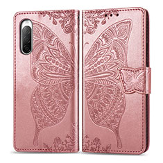 Leather Case Stands Butterfly Flip Cover Holder for Sony Xperia 10 II Pink