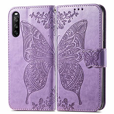 Leather Case Stands Butterfly Flip Cover Holder for Sony Xperia 10 III Clove Purple