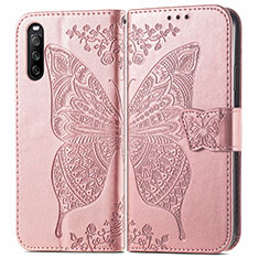 Leather Case Stands Butterfly Flip Cover Holder for Sony Xperia 10 III Pink
