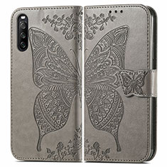 Leather Case Stands Butterfly Flip Cover Holder for Sony Xperia 10 III SO-52B Gray