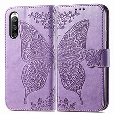 Leather Case Stands Butterfly Flip Cover Holder for Sony Xperia 10 IV Clove Purple