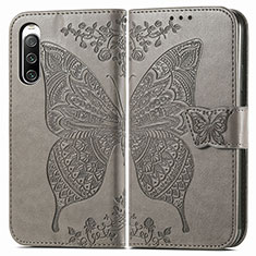 Leather Case Stands Butterfly Flip Cover Holder for Sony Xperia 10 IV Gray