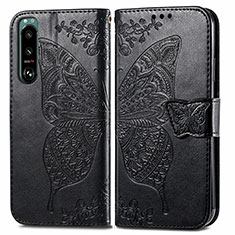 Leather Case Stands Butterfly Flip Cover Holder for Sony Xperia 5 IV Black
