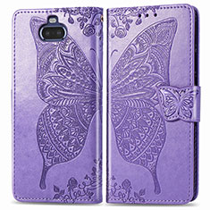 Leather Case Stands Butterfly Flip Cover Holder for Sony Xperia 8 Clove Purple