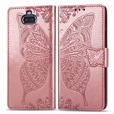 Leather Case Stands Butterfly Flip Cover Holder for Sony Xperia 8 Lite Pink
