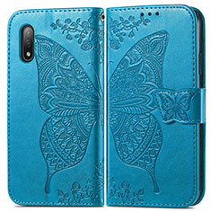 Leather Case Stands Butterfly Flip Cover Holder for Sony Xperia Ace II Blue