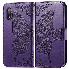 Leather Case Stands Butterfly Flip Cover Holder for Sony Xperia Ace II Purple