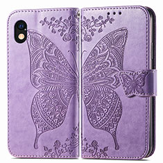 Leather Case Stands Butterfly Flip Cover Holder for Sony Xperia Ace III Clove Purple
