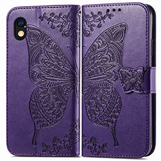 Leather Case Stands Butterfly Flip Cover Holder for Sony Xperia Ace III Purple