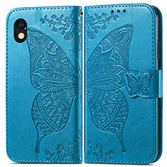 Leather Case Stands Butterfly Flip Cover Holder for Sony Xperia Ace III SO-53C Blue