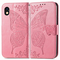 Leather Case Stands Butterfly Flip Cover Holder for Sony Xperia Ace III SO-53C Hot Pink