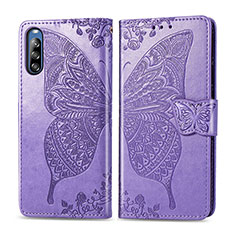 Leather Case Stands Butterfly Flip Cover Holder for Sony Xperia L4 Clove Purple