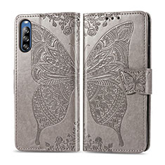 Leather Case Stands Butterfly Flip Cover Holder for Sony Xperia L4 Gray