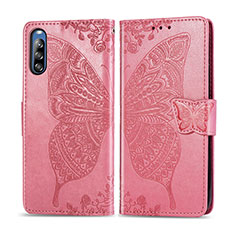 Leather Case Stands Butterfly Flip Cover Holder for Sony Xperia L4 Hot Pink