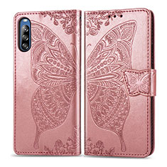 Leather Case Stands Butterfly Flip Cover Holder for Sony Xperia L4 Pink