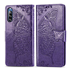 Leather Case Stands Butterfly Flip Cover Holder for Sony Xperia L4 Purple