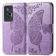 Leather Case Stands Butterfly Flip Cover Holder for Vivo X70 5G Clove Purple