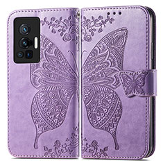 Leather Case Stands Butterfly Flip Cover Holder for Vivo X70 Pro 5G Clove Purple