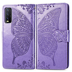 Leather Case Stands Butterfly Flip Cover Holder for Vivo Y11s Clove Purple