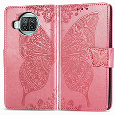 Leather Case Stands Butterfly Flip Cover Holder for Xiaomi Mi 10i 5G Hot Pink