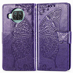 Leather Case Stands Butterfly Flip Cover Holder for Xiaomi Mi 10i 5G Purple