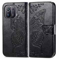 Leather Case Stands Butterfly Flip Cover Holder for Xiaomi Mi 11 Pro 5G Black